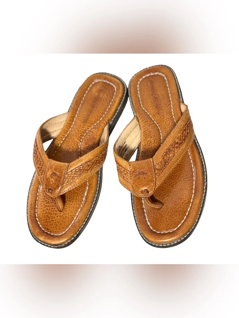 Tommy Bahama Anchors Away Leather Thong Sandals in Brown, Size 9D